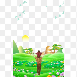手绘田园风景插画