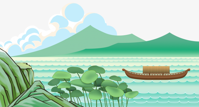 手绘卡通山水风景插画