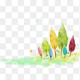 手绘卡通小清新风景插画