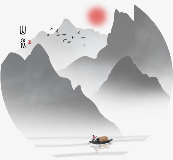 手绘中国风山水风景画