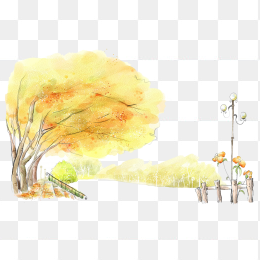 手绘卡通小清新风景插画
