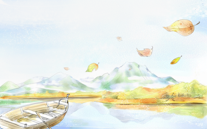 手绘卡通小清新风景插画