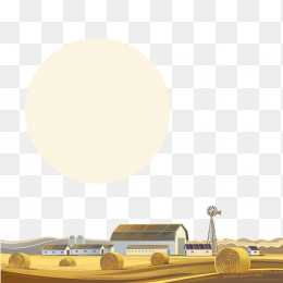 手绘卡通村庄风景插画