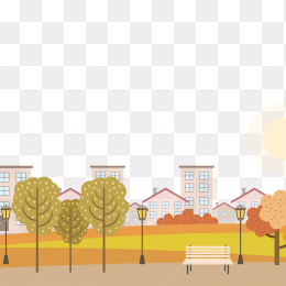 手绘卡通城市风景插画