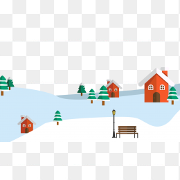 手绘卡通雪景