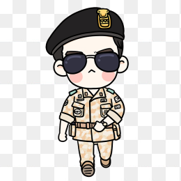 手绘卡通军人警察