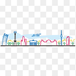 手绘城市剪影