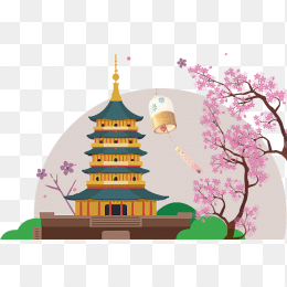 手绘日本风景