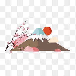 手绘日本富士山