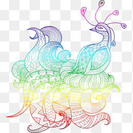 手绘孔雀
