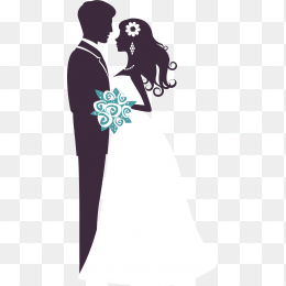 手绘结婚剪影