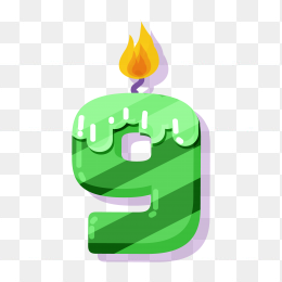 卡通生日蜡烛数字9