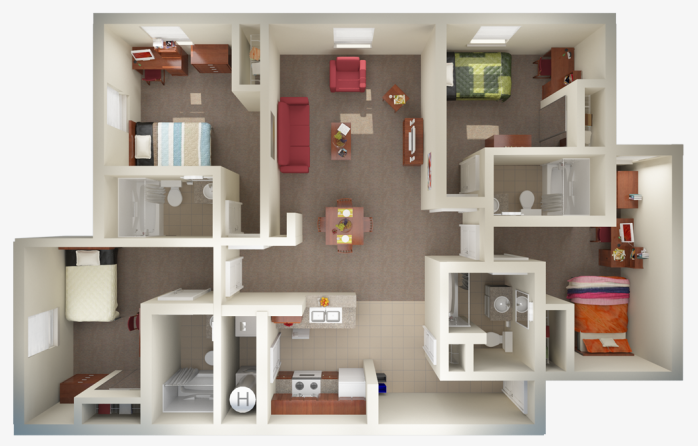 室内设计户型图3D建模