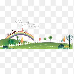 手绘春天可爱风景