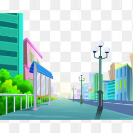 手绘彩色城市风景
