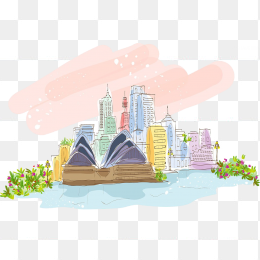 手绘澳大利亚风景
