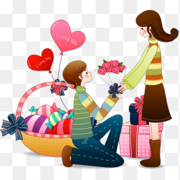 卡通情侣糖果情侣求婚