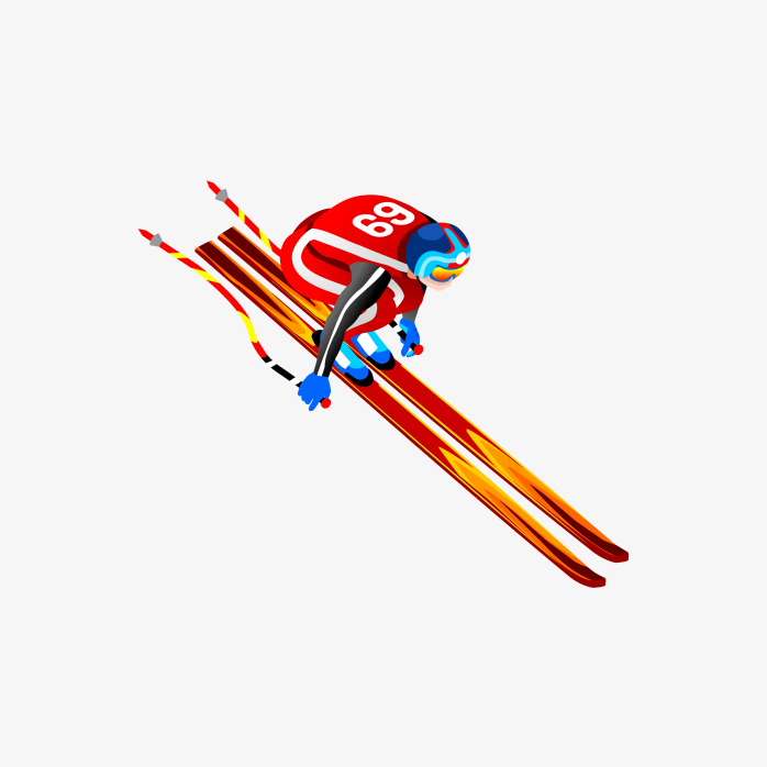 冬奥滑雪运动员插画
