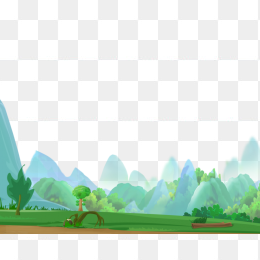 卡通手绘绿色风景