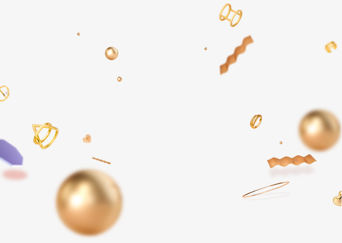 金色小球彩带漂浮元素
