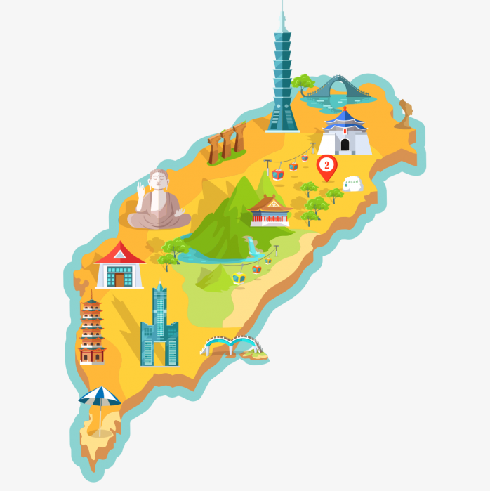 手绘台湾旅游地图