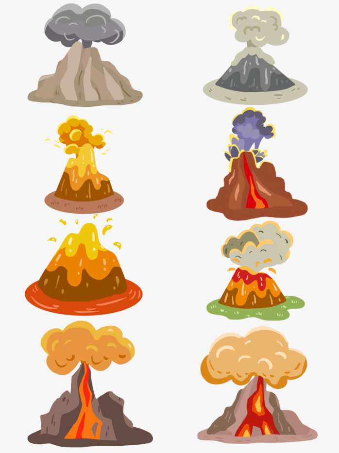 卡通手绘火山喷发