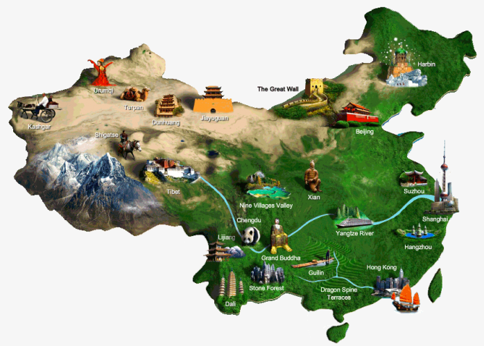 立体中国地图