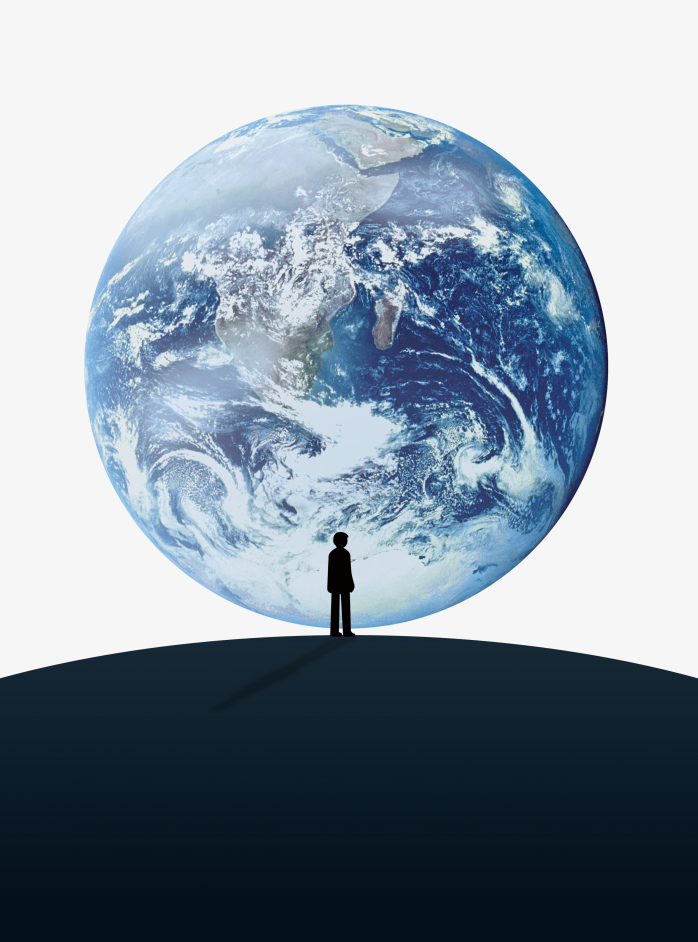 微信界面一个人站在地球下的壁纸