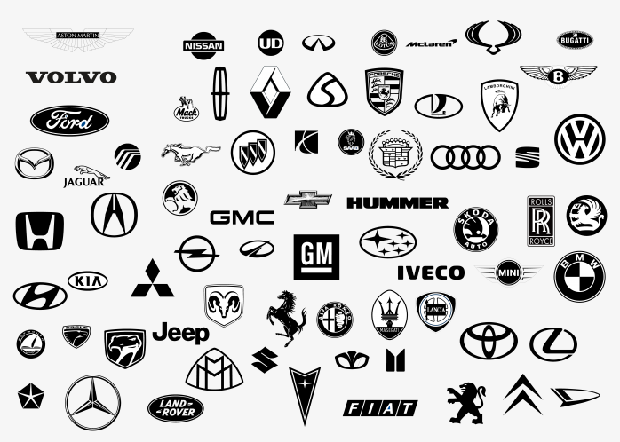 一组矢量汽车品牌标志合集