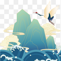 手绘国潮山水画
