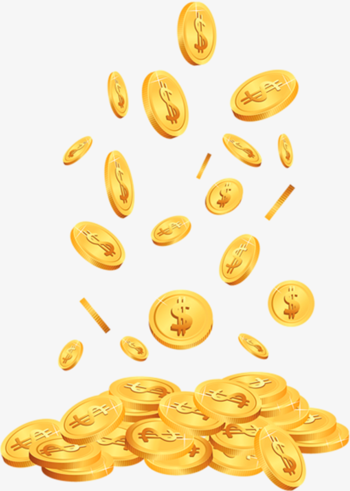金黄金币漂浮素材