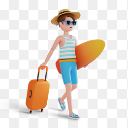 夏天海滩度假3D人物