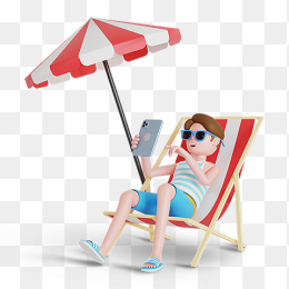 夏天海滩休闲度假3D人物