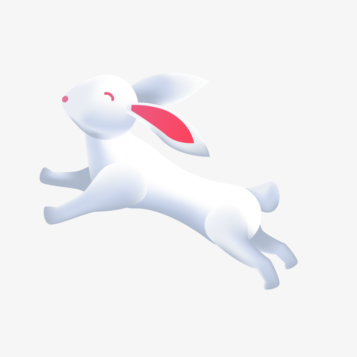 手绘白玉兔