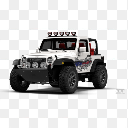 白色jeep牧马人敞篷越野车