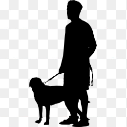 溜狗人物剪影