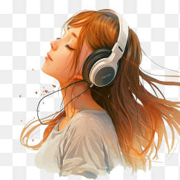 卡通听音乐女孩头像