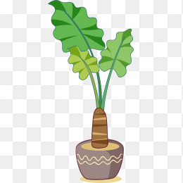 绿色盆景植物矢量手绘免扣透明素材