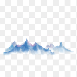渐变色绵连山峰背胶免扣透明素材