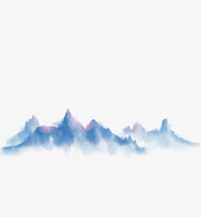 渐变色绵连山峰背胶免扣透明素材