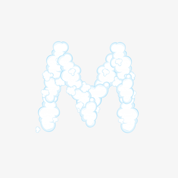 卡通云朵英文字母M