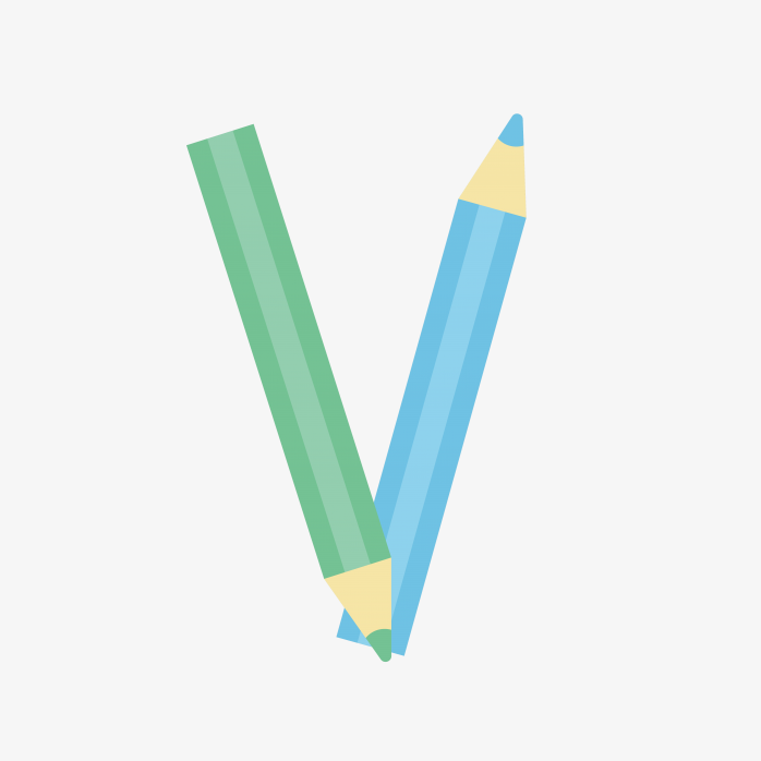 创意彩笔字母V