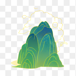 手绘国潮山水元素