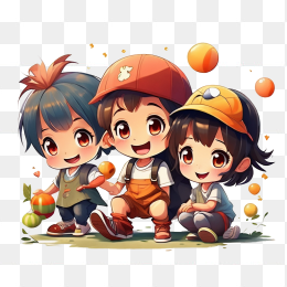 手绘卡通二次元小学生人物