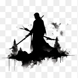 水墨武侠人物剪影