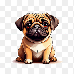 卡通巴哥犬