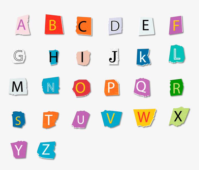 26个小写字母创意撕纸效果