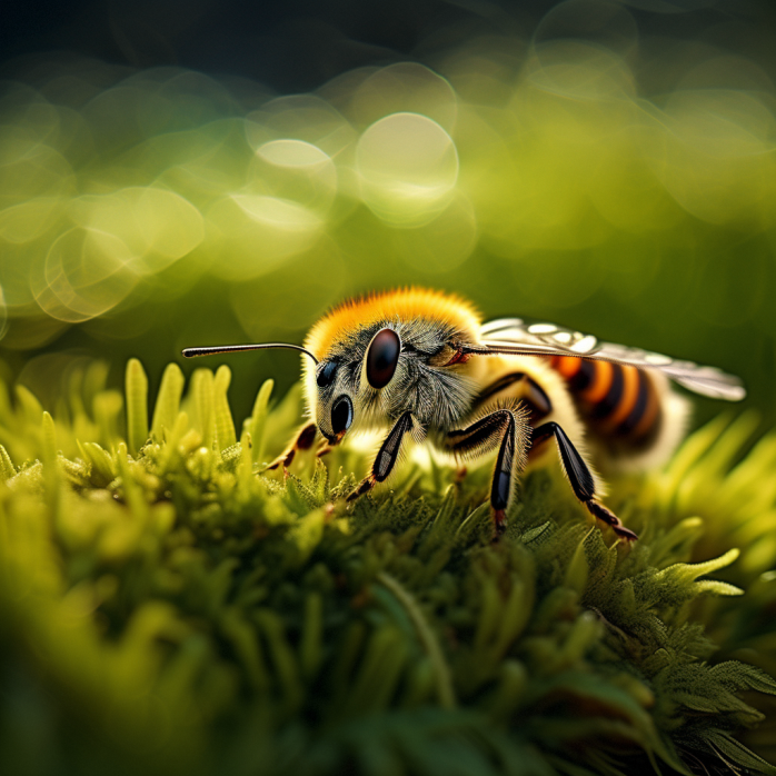 绿色草地蜜蜂