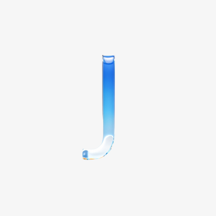 透明英文字母J