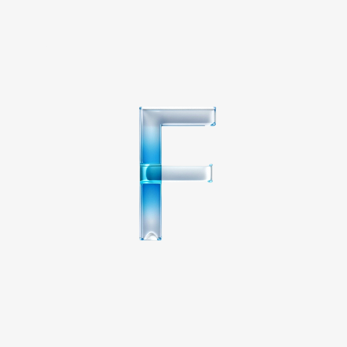透明英文字母F